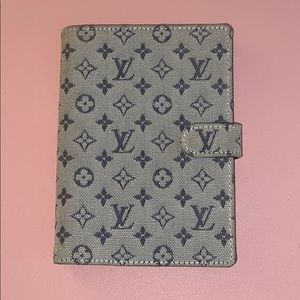 LOUIS VUITTON Navy Mini Lin Agenda Cover-Like NEW!